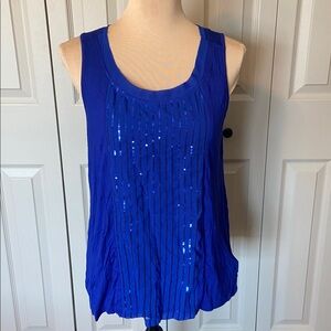 Victor Alfaro NWT Royal Blue Sequined Sleeveless Cami Top Shell Women's Medium